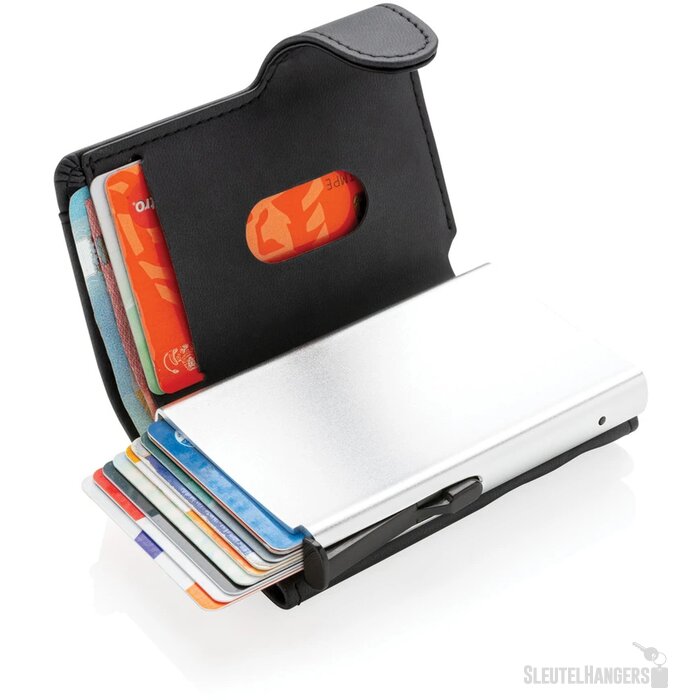 Standaard aluminium RFID kaarthouder met PU portemonnee zwart
