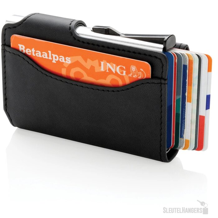Standaard aluminium RFID kaarthouder met PU portemonnee zwart