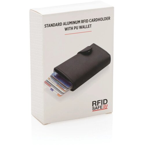Standaard aluminium RFID kaarthouder met PU portemonnee zwart