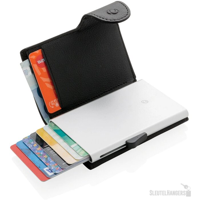 C-Secure aluminium RFID kaarthouder & portemonnee zwart, zilver