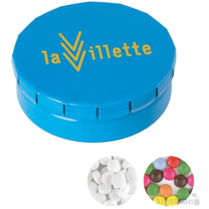 Rond click clack pepermunt blikje Lichtblauw