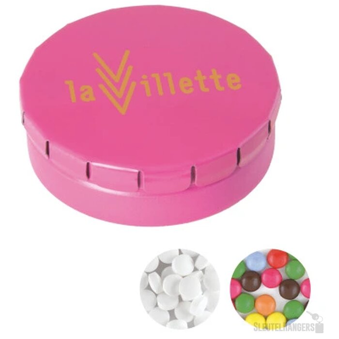 Rond click clack pepermunt blikje Roze