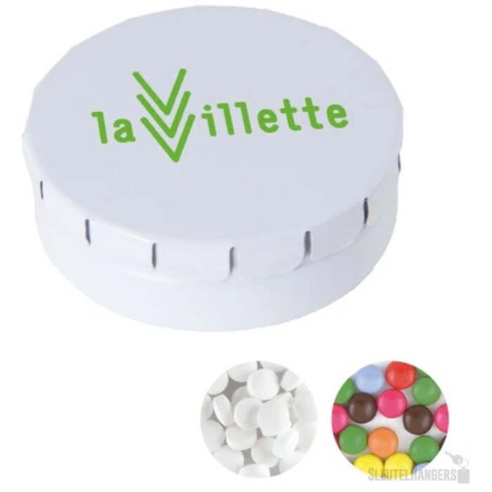 Rond click clack pepermunt blikje Wit