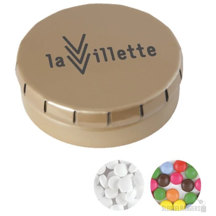 Rond click clack pepermunt blikje Goud