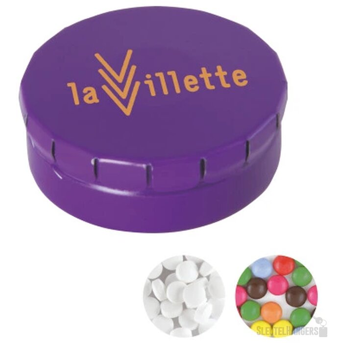 Rond click clack pepermunt blikje Paars