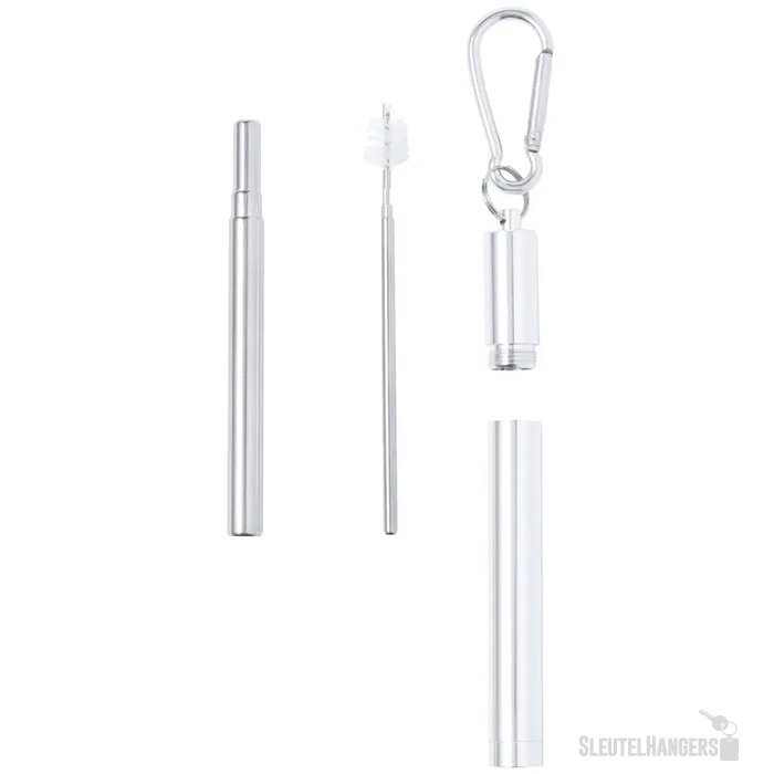 Opvouwbare rietje in houder Zilver