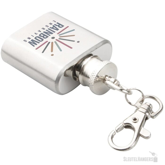 Heupfles met sleutelhanger  Zilver