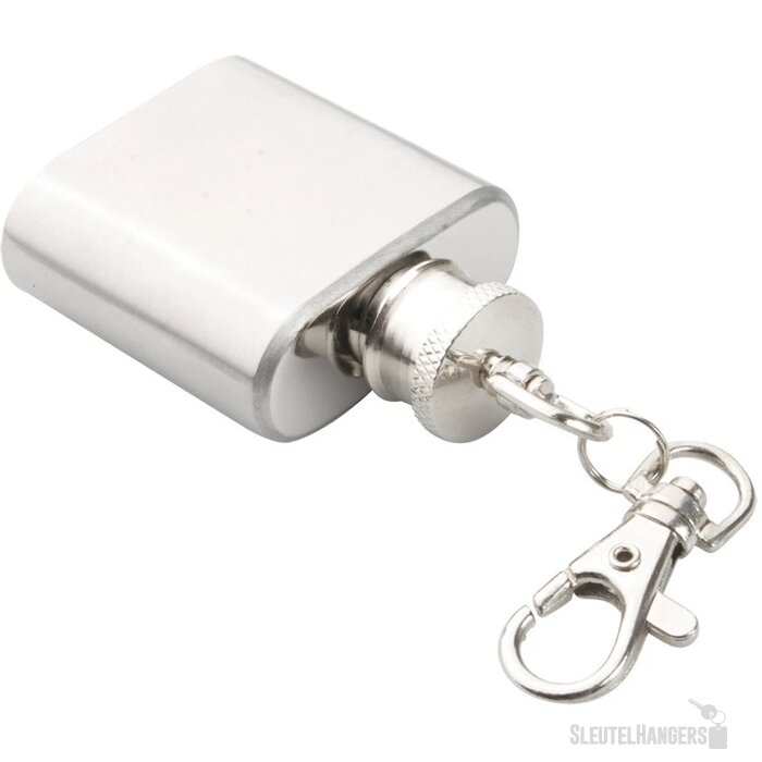 Heupfles Met Sleutelhanger  Zilver