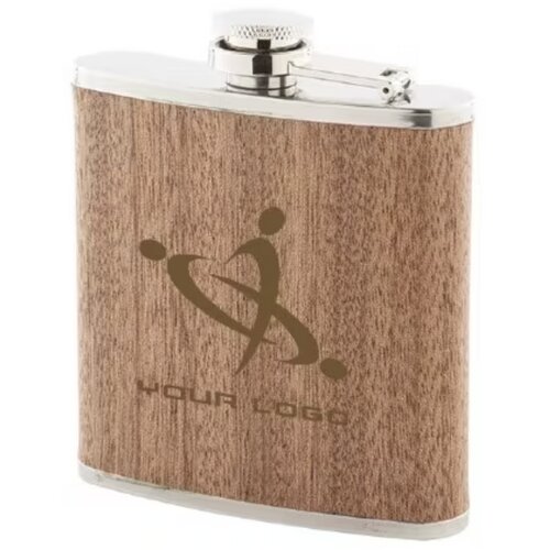 Houten Heupfles Beige 170 ml