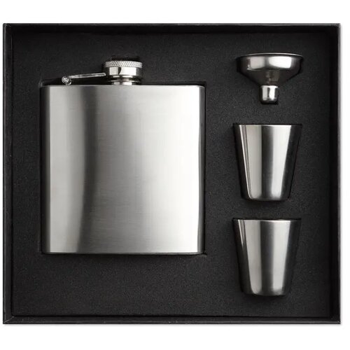 Set met heupfles en bekertjes Zilver