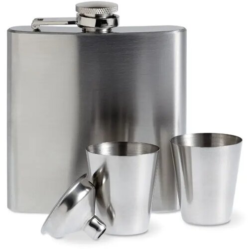 Set met heupfles en bekertjes Zilver