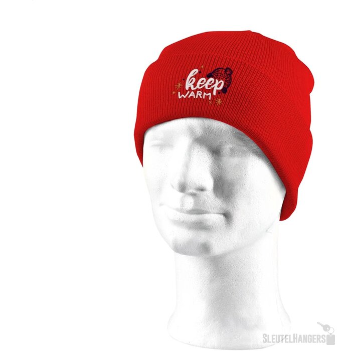 Gebreide Muts Met Omslag Rood