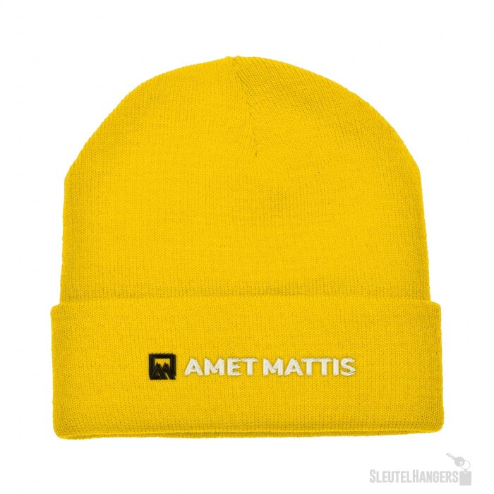 Gebreide Muts Met Omslag Geel