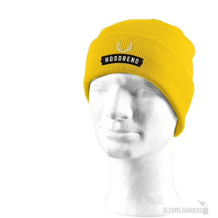 Gebreide Muts Met Omslag Geel