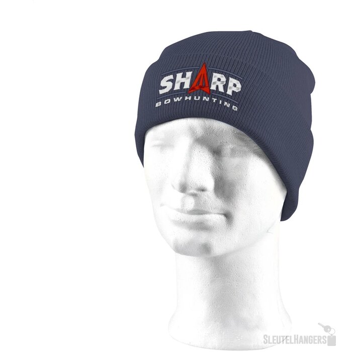 Gebreide Muts Met Omslag Marineblauw