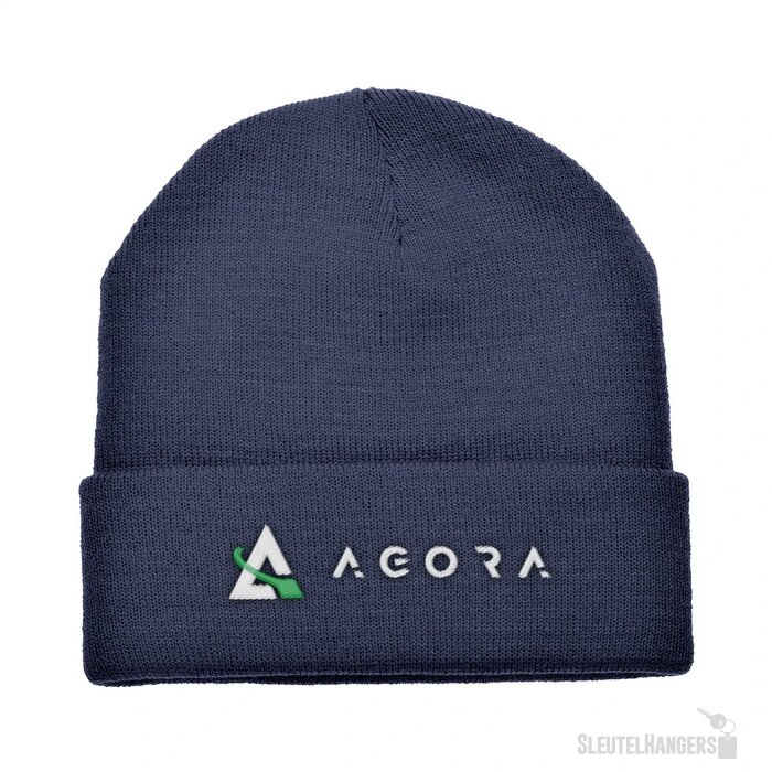 Gebreide Muts Met Omslag Marineblauw