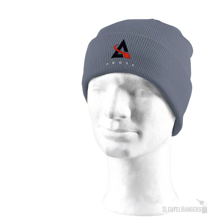 Gebreide Muts Met Omslag Grijs