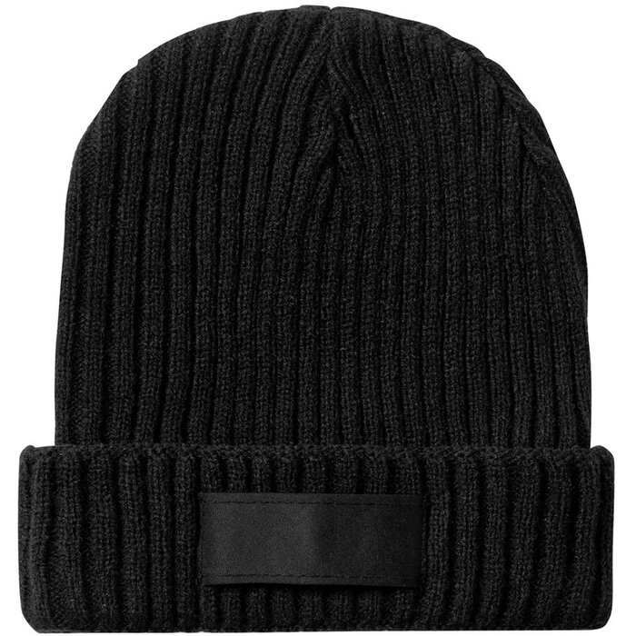 Gebreide wintermuts met patch Zwart