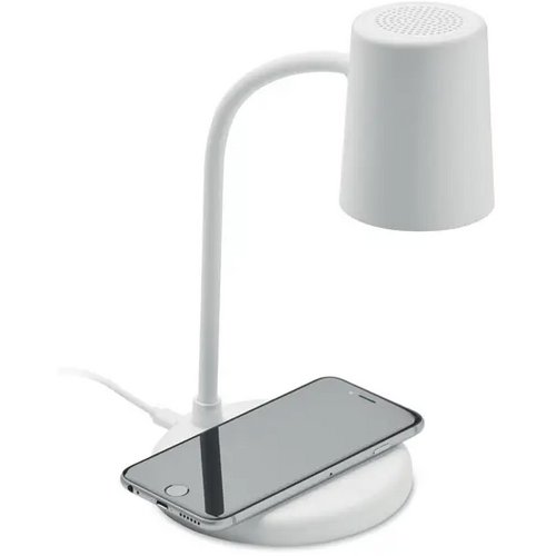 Lamp met oplader en speaker Wit