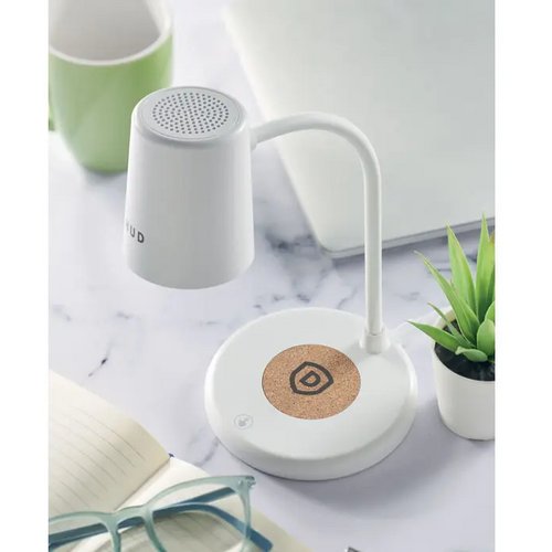 Lamp met oplader en speaker Wit