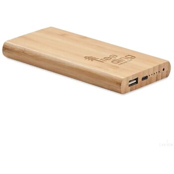 Bamboe powerbank met draadloze oplader (6.000 mAh) Bruin