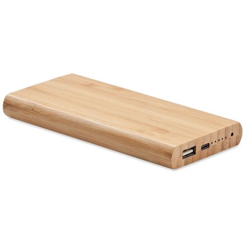 Bamboe powerbank met draadloze oplader (6.000 mAh) Bruin