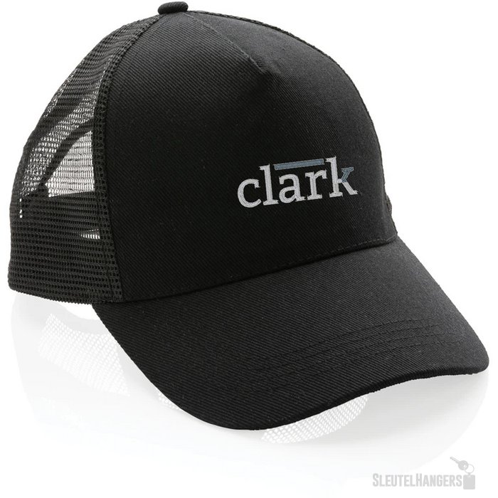 Recycled katoenen trucker cap Zwart