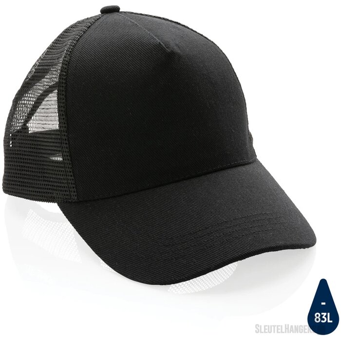 Recycled katoenen trucker cap Zwart