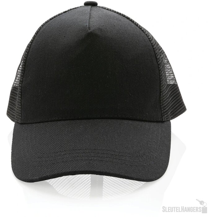 Recycled katoenen trucker cap Zwart