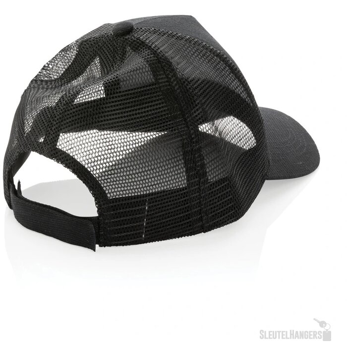 Recycled katoenen trucker cap Zwart