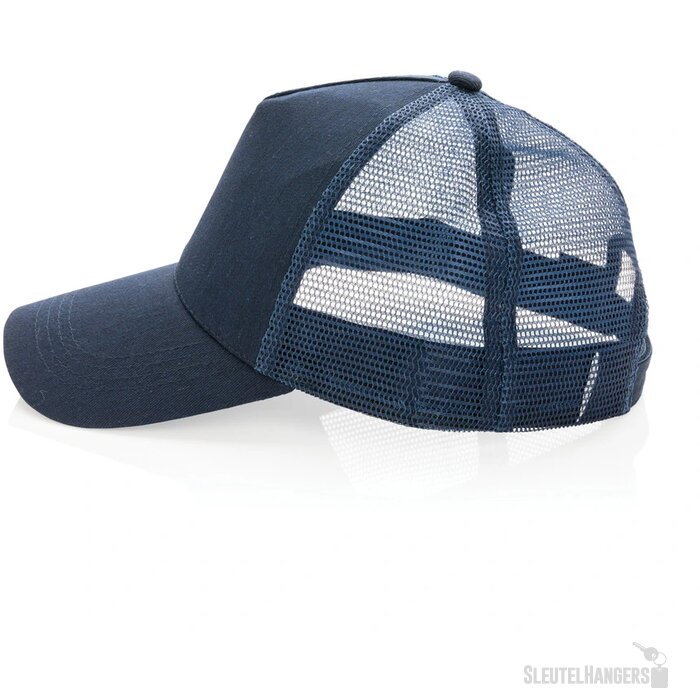 Recycled katoenen trucker cap Blauw
