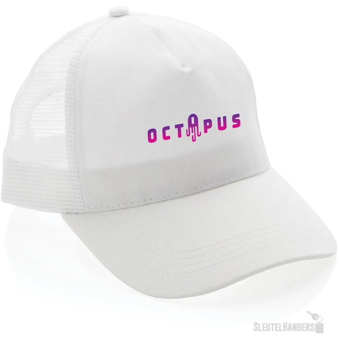 Recycled katoenen trucker cap Wit