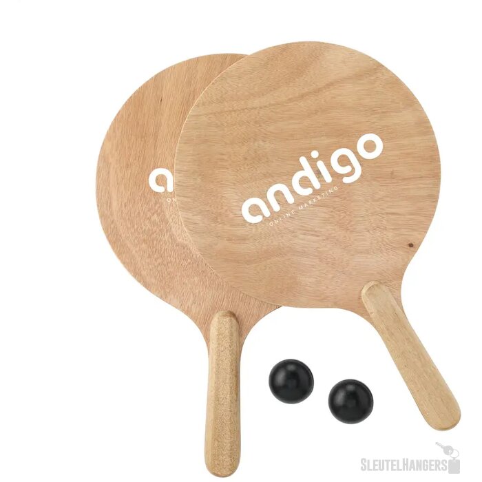 Houten Beachtennis Strandspel Zwart/Bruin