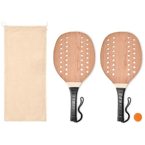 Houten strandtennis set Bruin