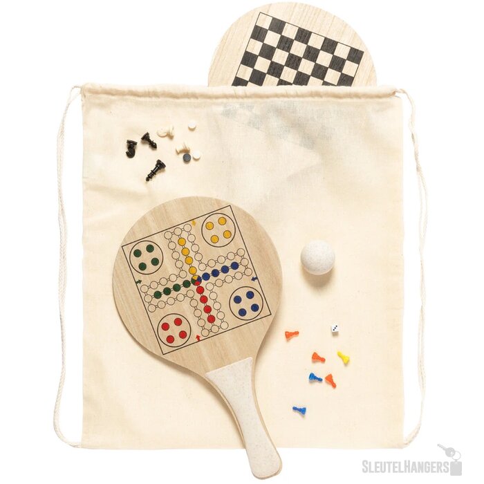 Beachball set met bordspellen Naturel