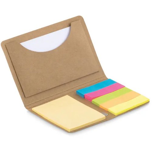 Mapje met sticky notes en sluitingsband Beige