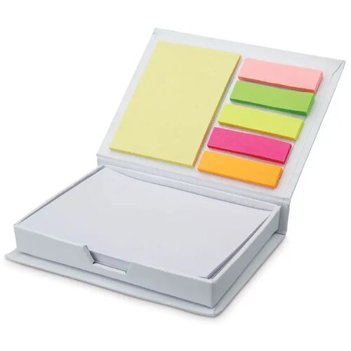 Doosje met memoblaadjes en labels Wit
