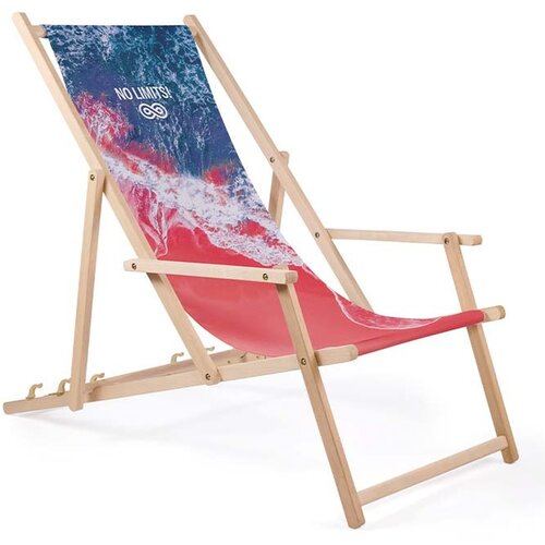 Houten ligstoel met armleuning