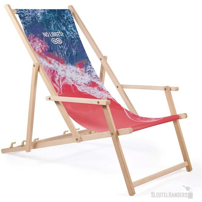 Houten ligstoel met armleuning