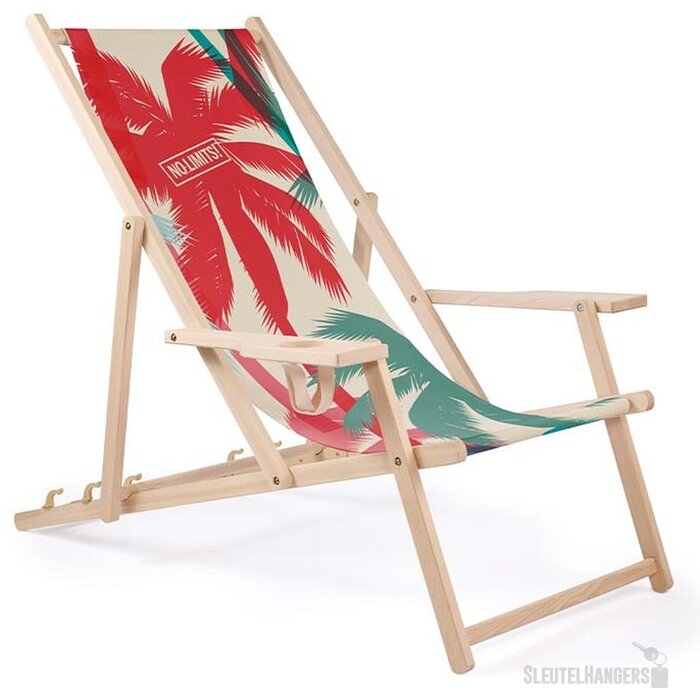 Houten ligstoel met armleuning