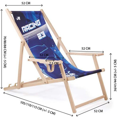 Houten ligstoel met armleuning