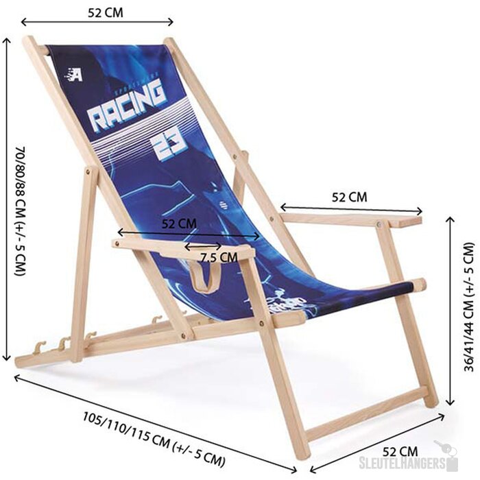 Houten ligstoel met armleuning