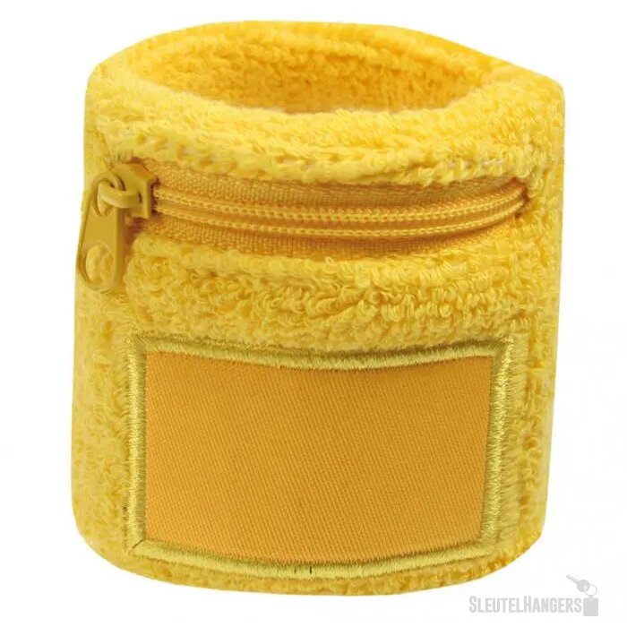 Zweetbandje met ritsvakje Geel