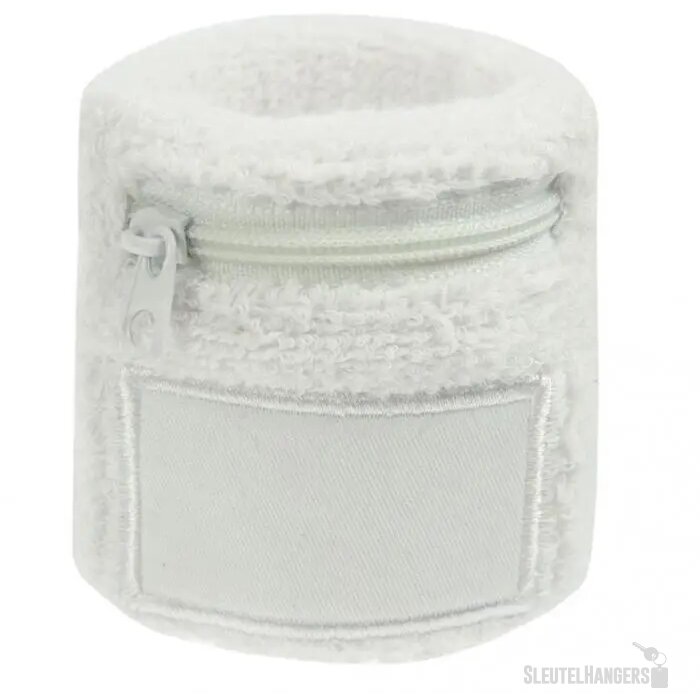 Zweetbandje met ritsvakje Wit