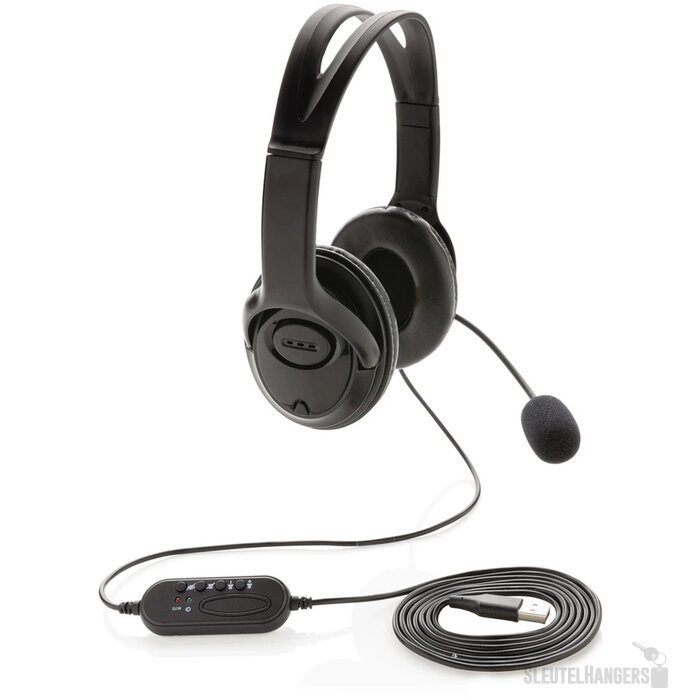 Over ear werk hoofdtelefoon met kabel zwart