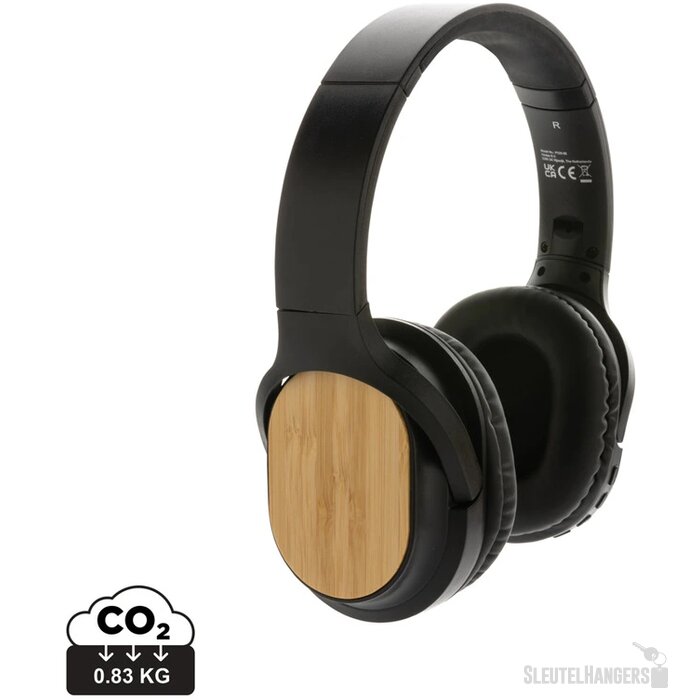 RCS en bamboe opvouwbare koptelefoon Zwart
