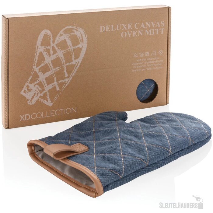 Deluxe canvas ovenhandschoen blauw