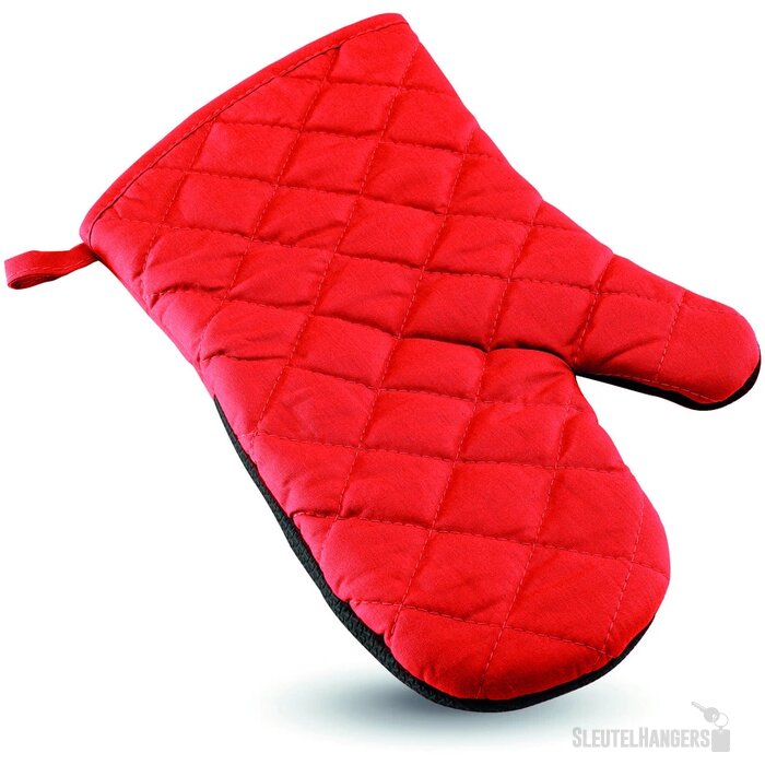Katoenen ovenwant met rubber Rood