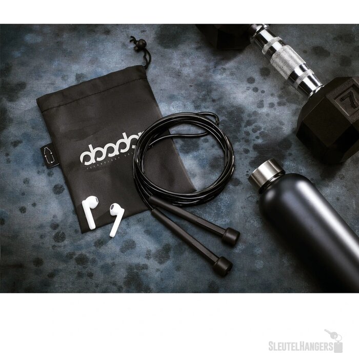 Sport springtouw in RPET zakje Zwart