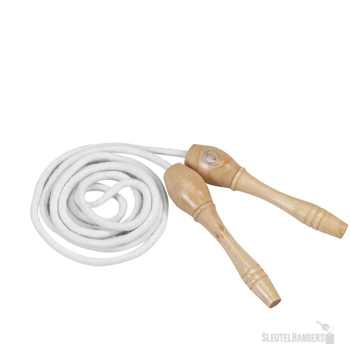 Springtouw met houten handvatten Zwart/Bruin